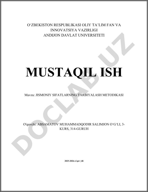 Jismoniy sifatlarning tarbiyalash metodikasi