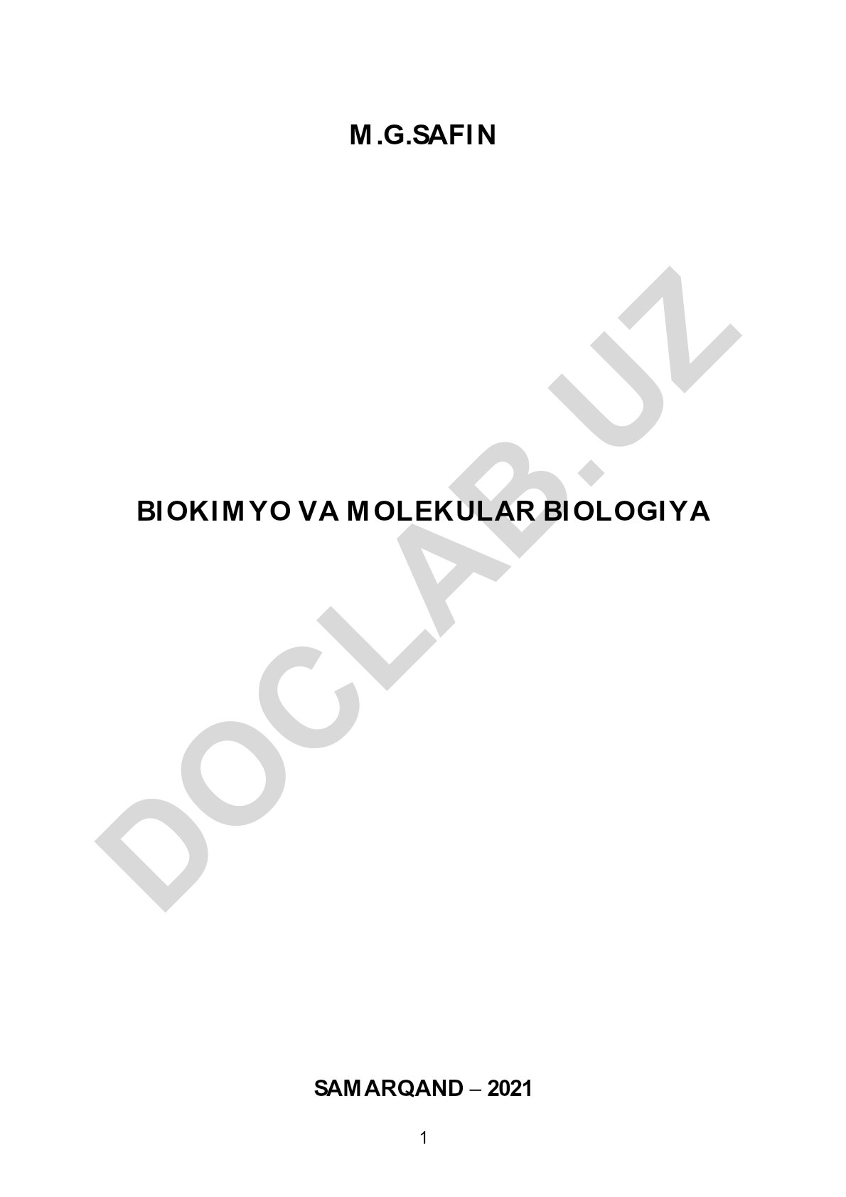 Biokimyo va molekular biologiya