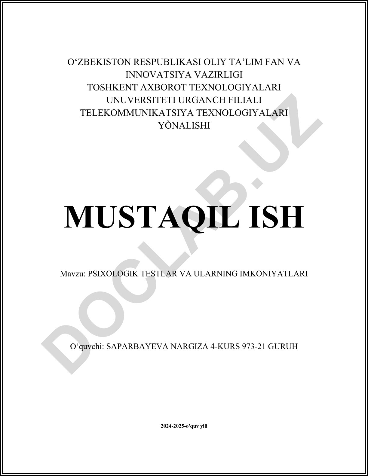 Psixologik testlar va ularning imkoniyatlari