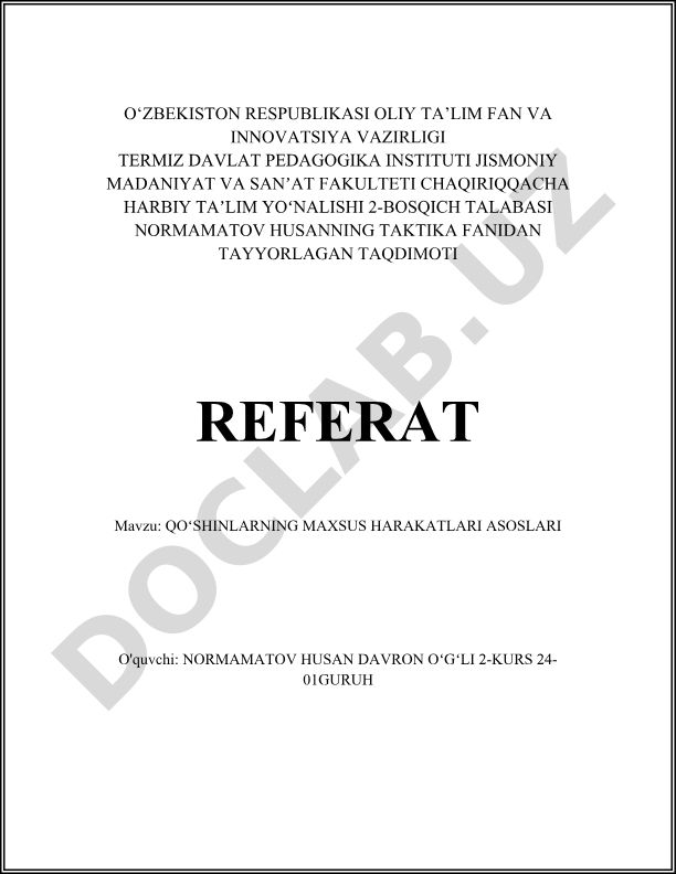 Qoʻshinlarning maxsus harakatlari asoslari