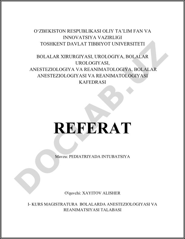 Pediatriyada intubatsiya