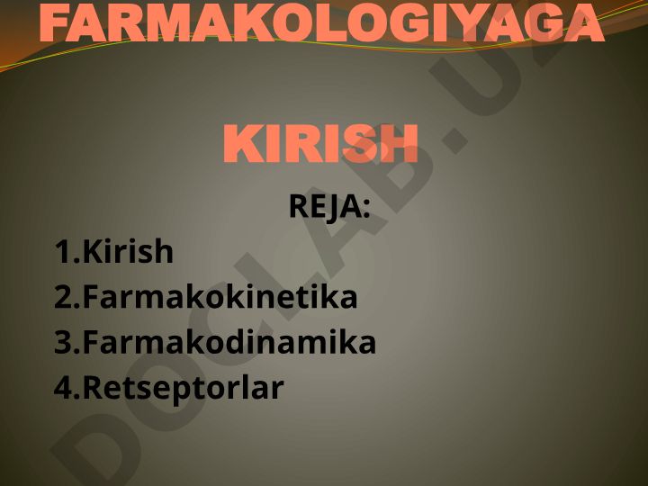 Farmakologiyaga kirish