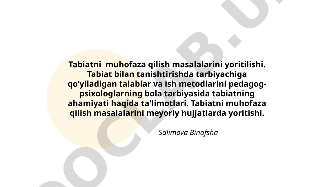 Tabiatni muhofaza qilish kontseptsiyasi va pedagogik yondashuvlar
