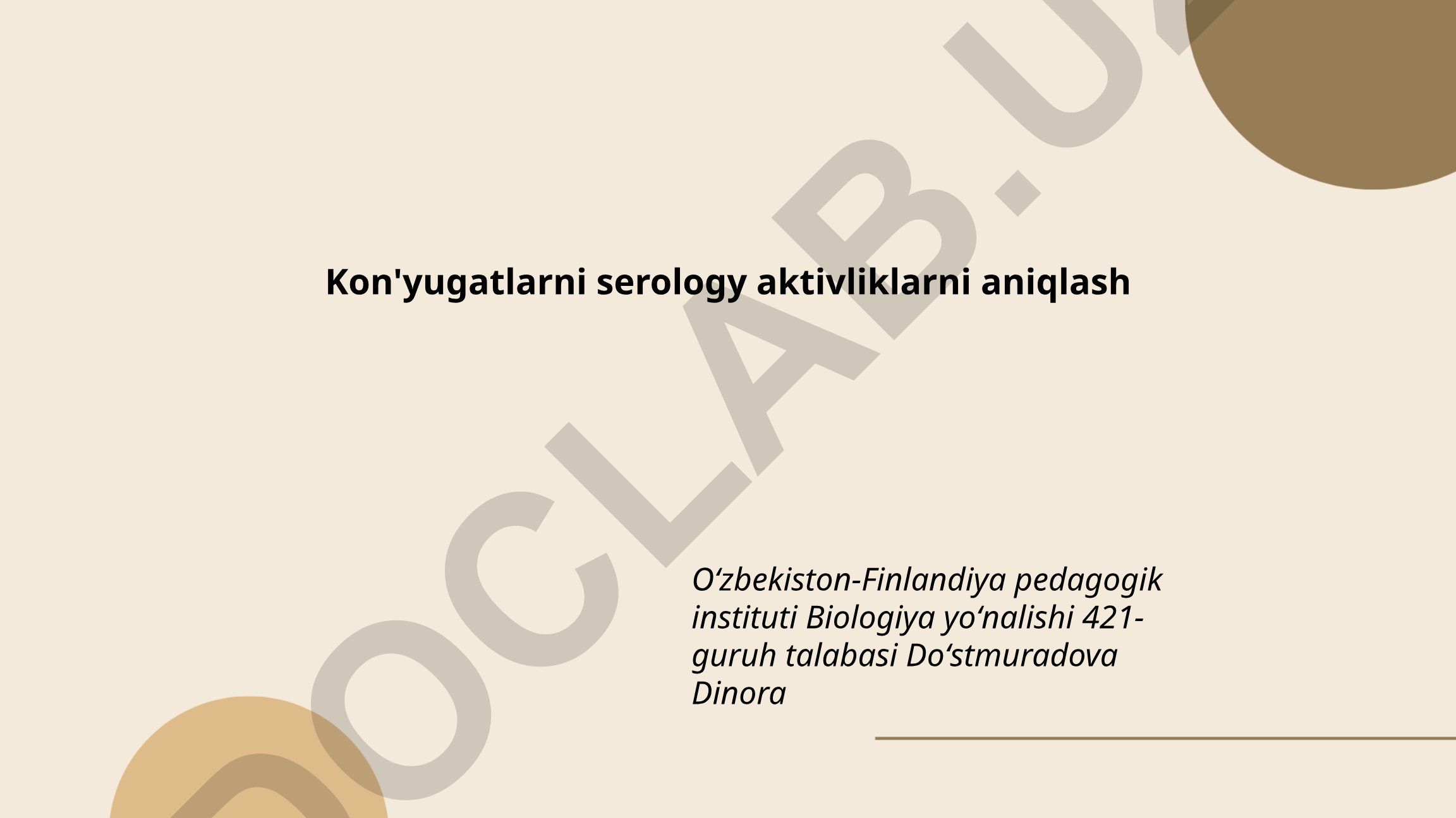 Kon'yugatlarni serologik aktivliklarni aniqlash