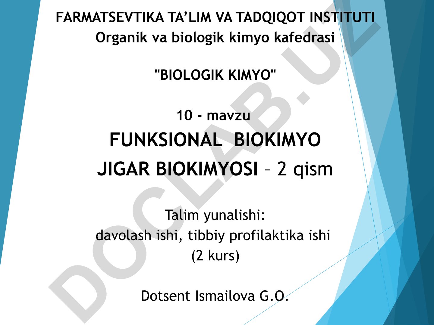 Jigar biokimyosi: uglevodlar, yog'lar va oqsillar almashinuvi