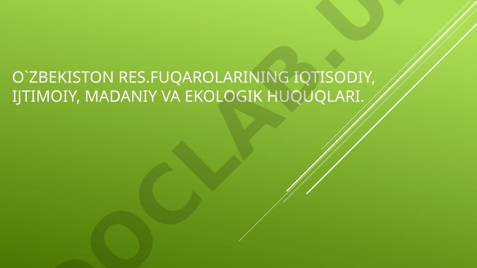 O'zbekiston fuqarolarining iqtisodiy, ijtimoiy, madaniy va ekologik huquqlari