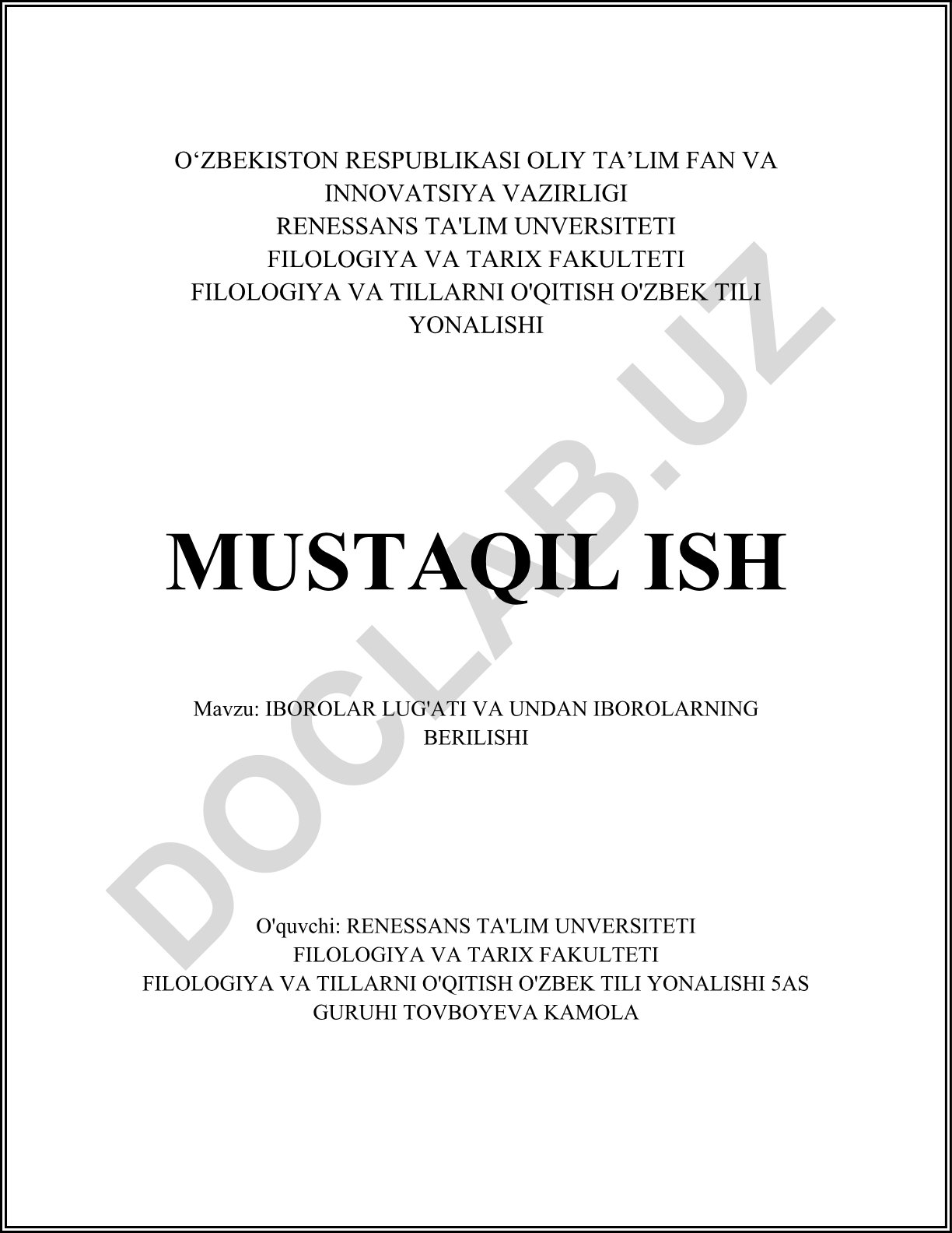 Ibora lug'ati va iboralarning berilishi
