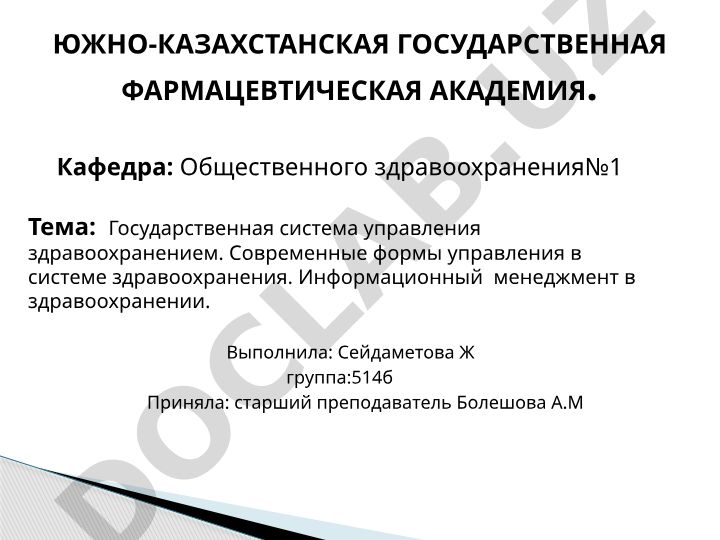 Государственная система управления здравоохранением и современные формы управления