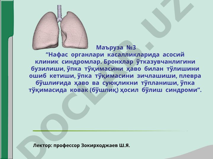 Нафас органлари касалликларида асосий клиник синдромлар