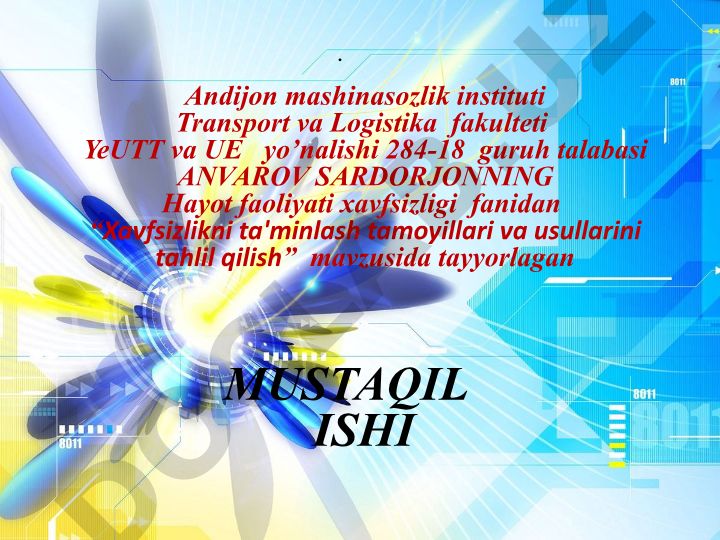 Xavfsizlikni ta'minlash tamoyillari va usullarini tahlil qilish