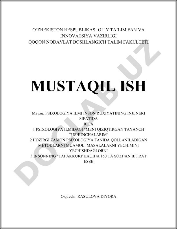 Psixologiya ilmi inson ruxiyatining injeneri sifatida