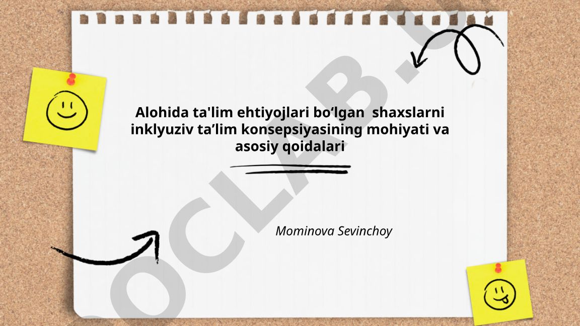 Alohida ta'lim ehtiyojlari bo'lgan shaxslar uchun inklyuziv ta'lim konsepsiyasi