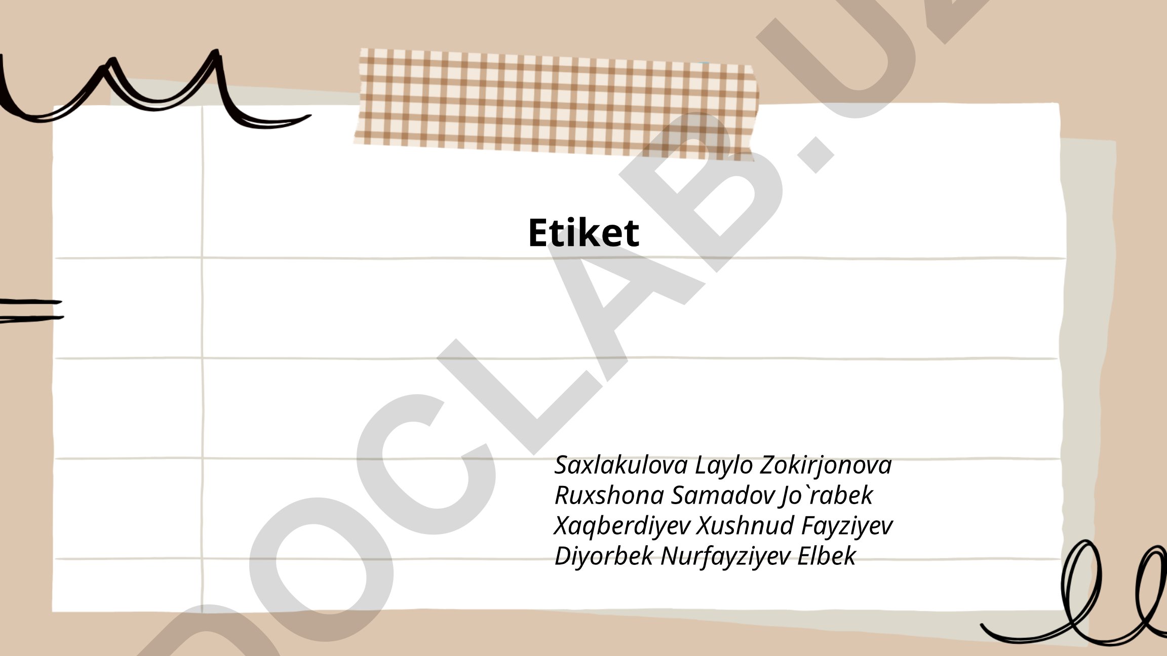 Etiket tamoyillari va odob-axloq qoidalari