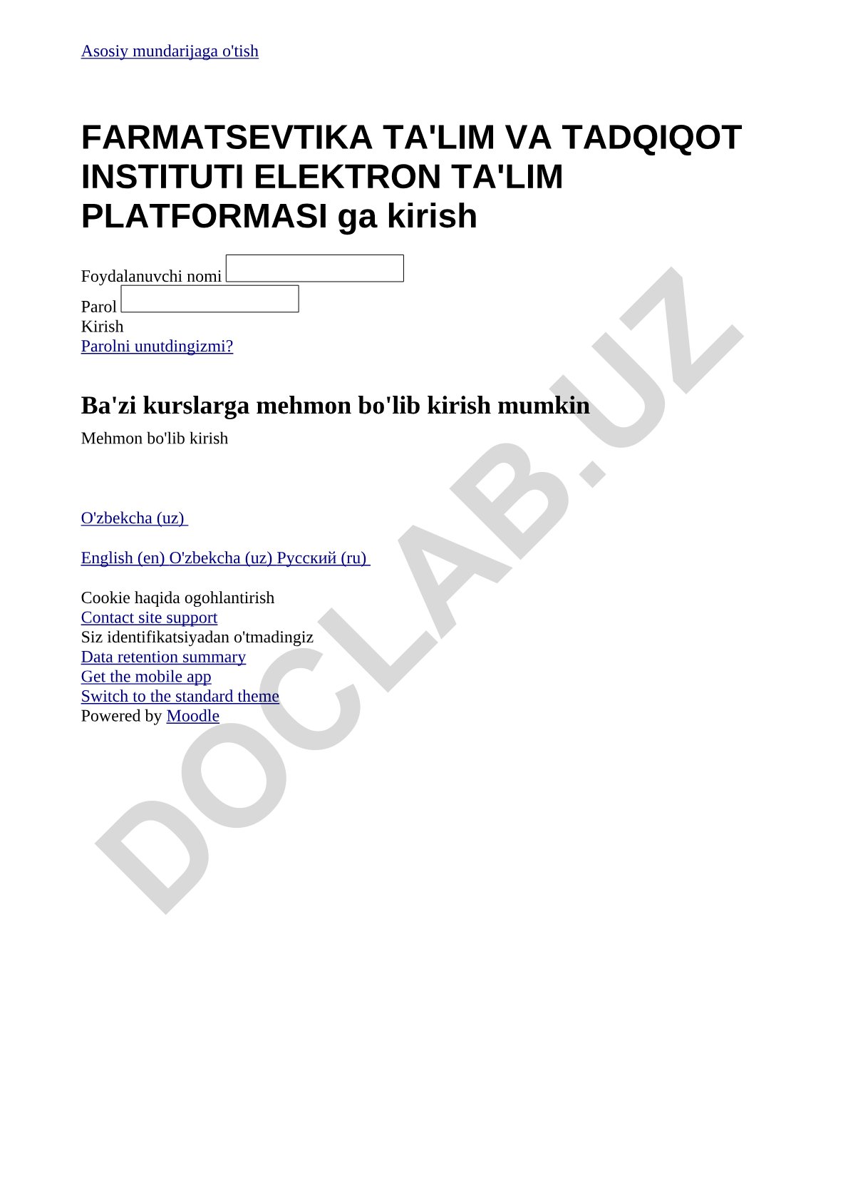 Farmatsevtika Ta'lim va Tadqiqot Instituti elektron ta'lim platformasi