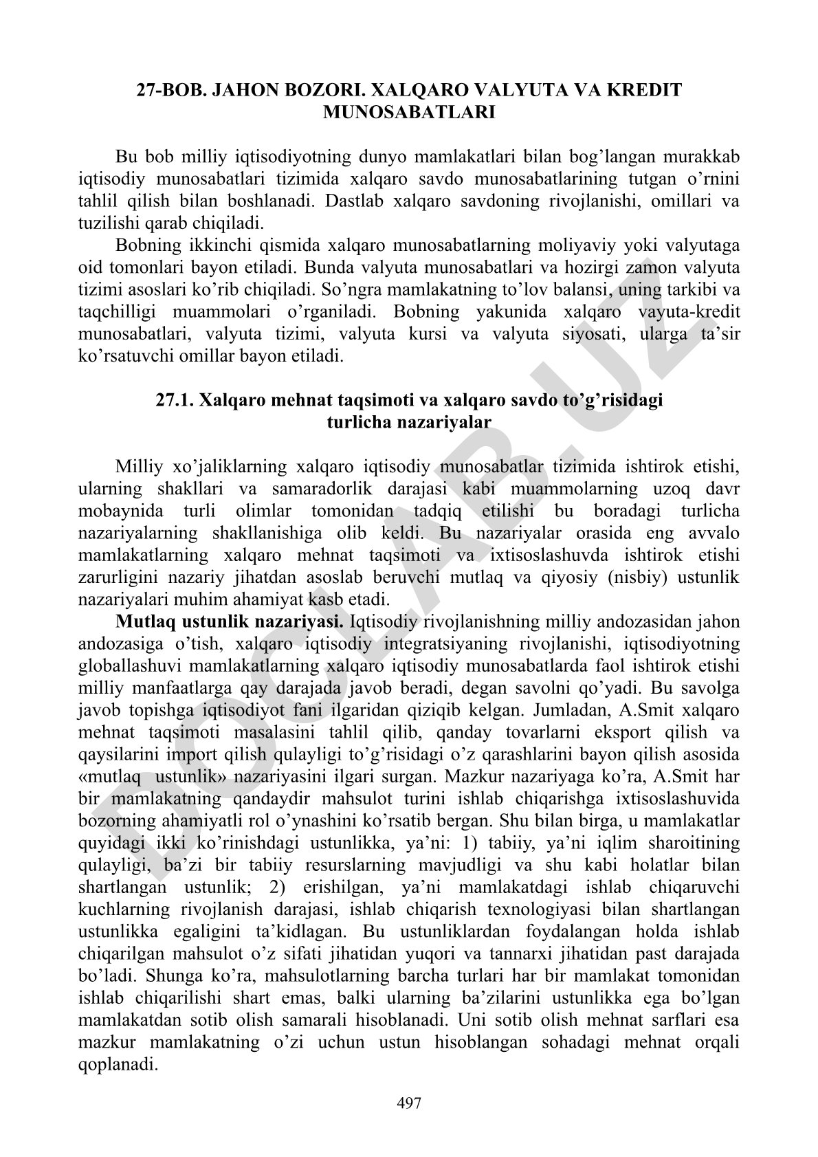 Xalqaro savdo va valyuta-kredit munosabatlari