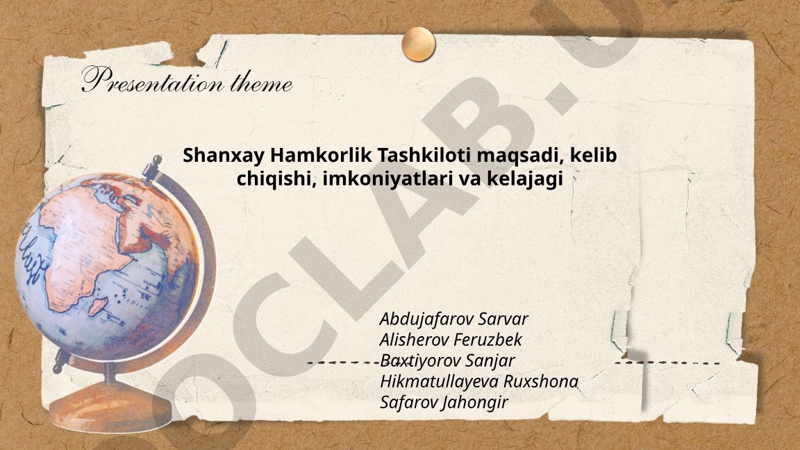 Shanxay Hamkorlik Tashkiloti maqsadi, kelib chiqishi, imkoniyatlari va kelajagi