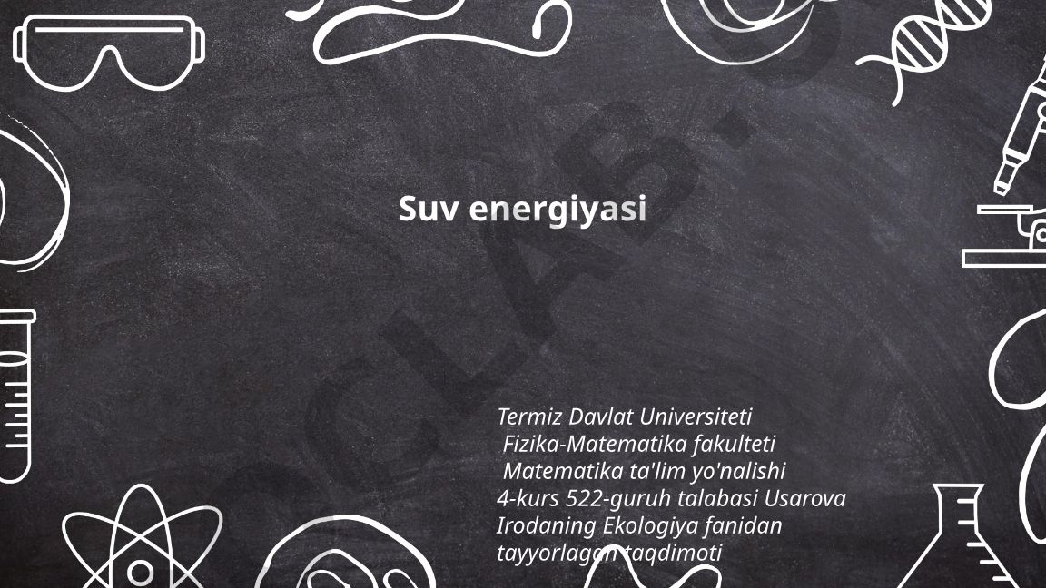 Suv energiyasining umumiy tushunchasi va turlari