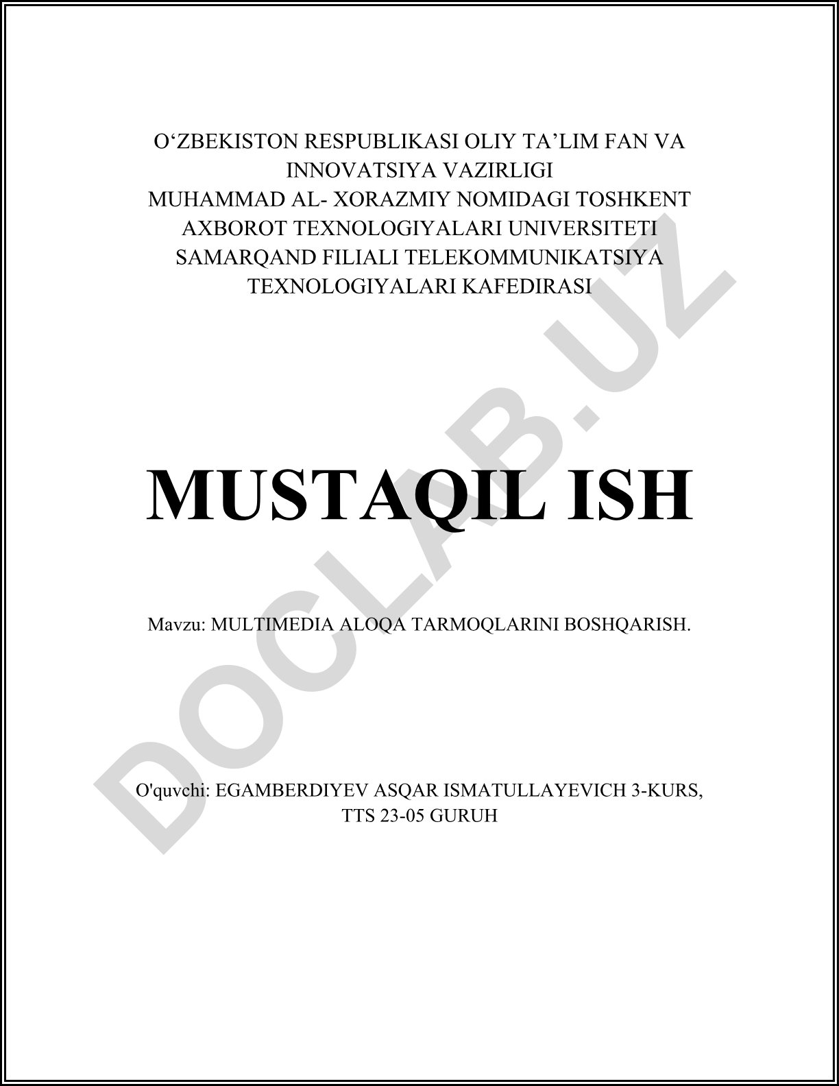 Multimedia aloqa tarmoqlarini boshqarish
