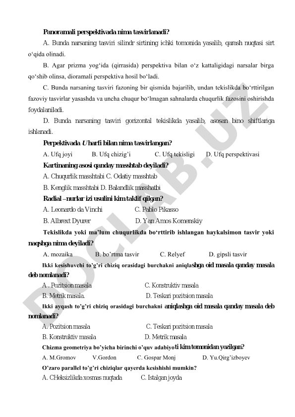 Perspektiva turlari va tasviriy san'at elementlari
