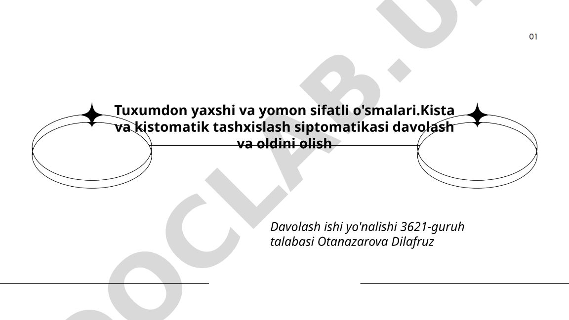 Tuxumdon yaxshi va yomon sifatli o'smalari: kistalar va kistomatik tashxislash