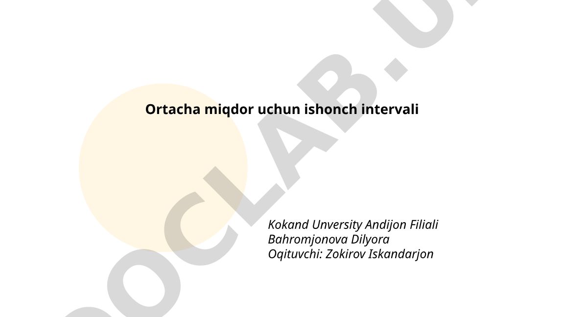 Ortacha miqdor uchun ishonch intervali