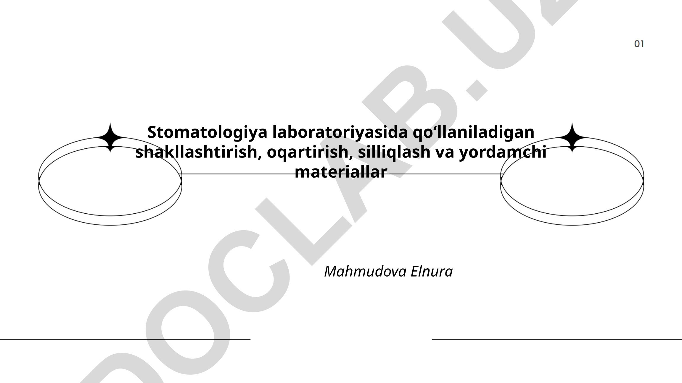 Stomatologiya laboratoriyasida qo‘llaniladigan materiallar