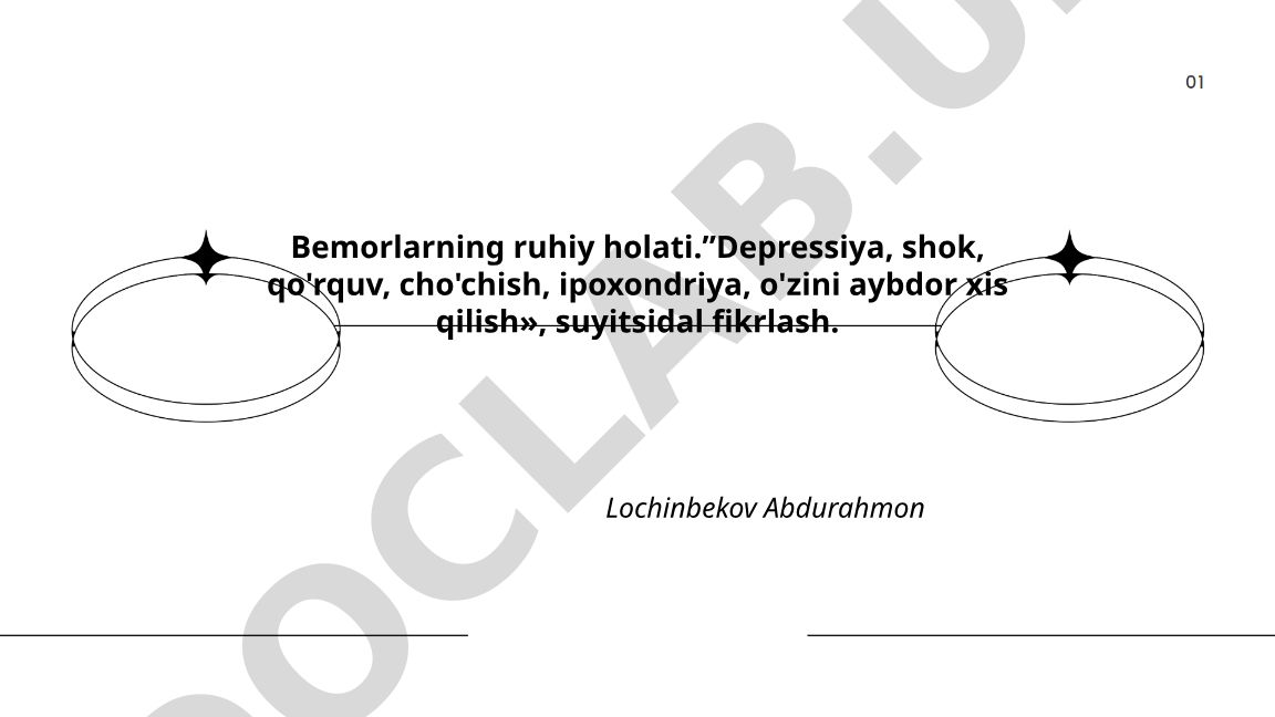 Bemorlarning ruhiy holati: depressiya, shok, qo'rquv va boshqa psixologik holatlar
