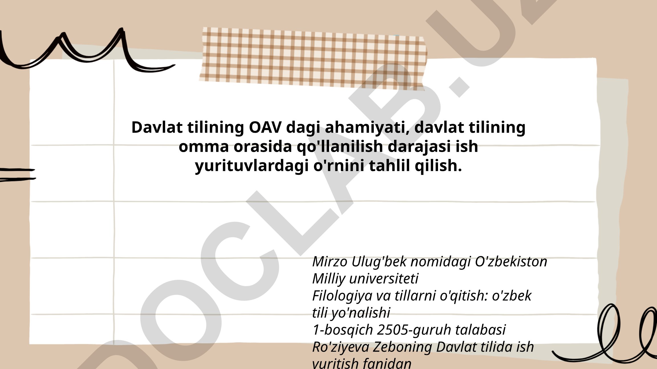 Davlat tilining OAVdagi ahamiyati va ish yurituvlardagi o‘rni