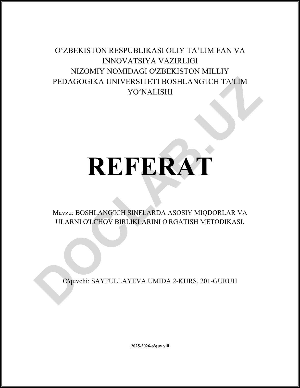 Boshlang'ich sinflarda asosiy miqdorlar va ularni o'lchov birliklarini o'rgatish metodikasi