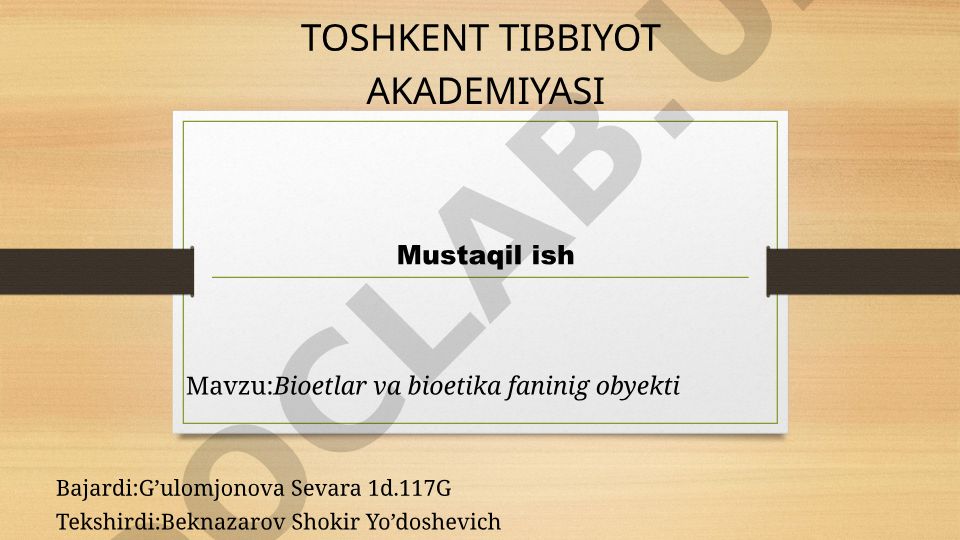 Bioetlar va bioetika fanining obyekti