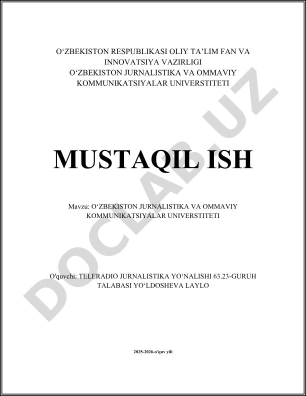 O‘zbekiston Jurnalistika va Ommaviy Komunikatsiyalar Universiteti tarixi va tashkiliy tuzilmasi
