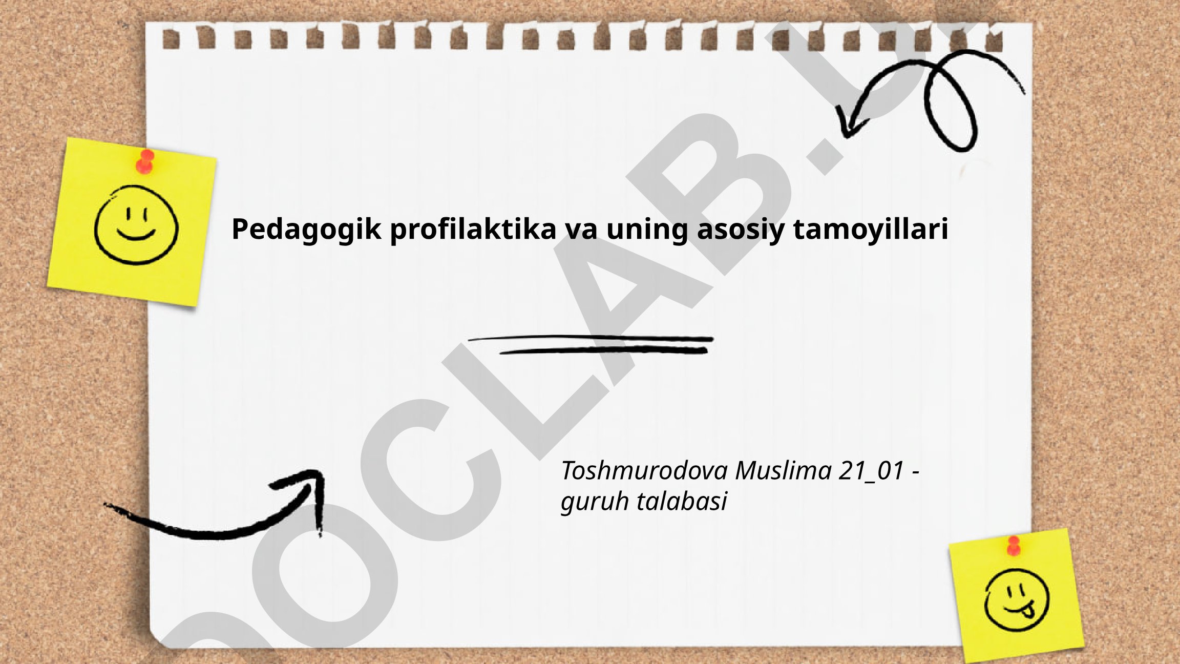 Pedagogik profilaktika va uning asosiy tamoyillari