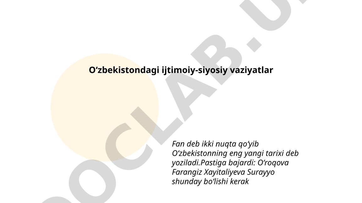 Oʻzbekistondagi siyosiy islohotlar va ularning ijtimoiy taʼsiri
