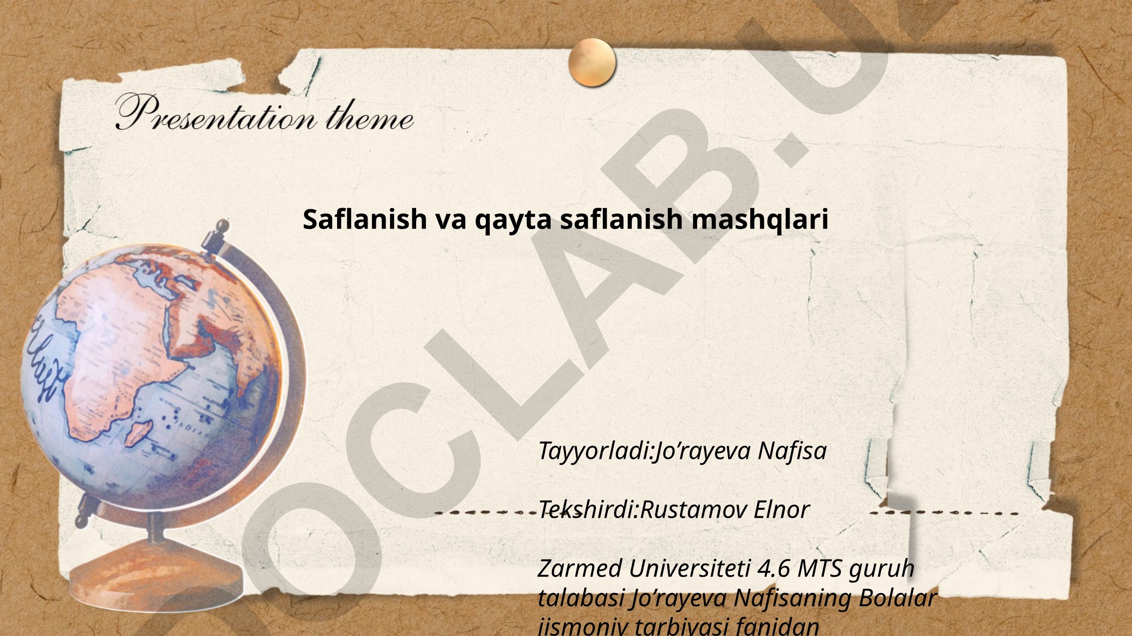 Bolalar jismoniy tarbiyasida saflanish va qayta saflanish mashqlari