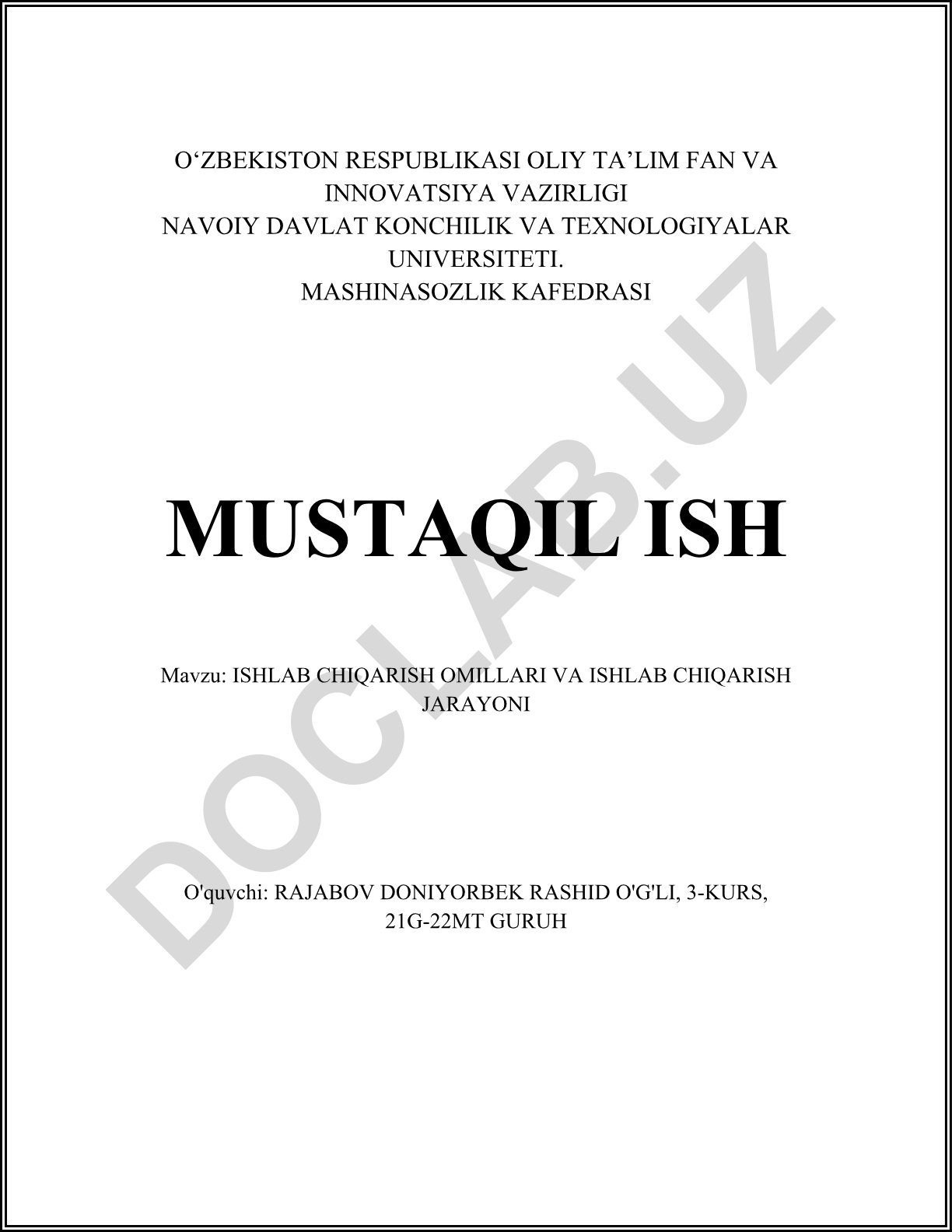 Ishlab chiqarish omillari va ishlab chiqarish jarayoni