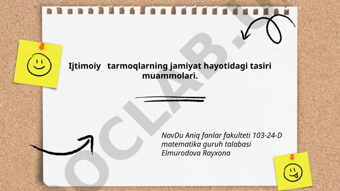 Ijtimoiy tarmoqlarning jamiyat hayotidagi tasiri muammolari