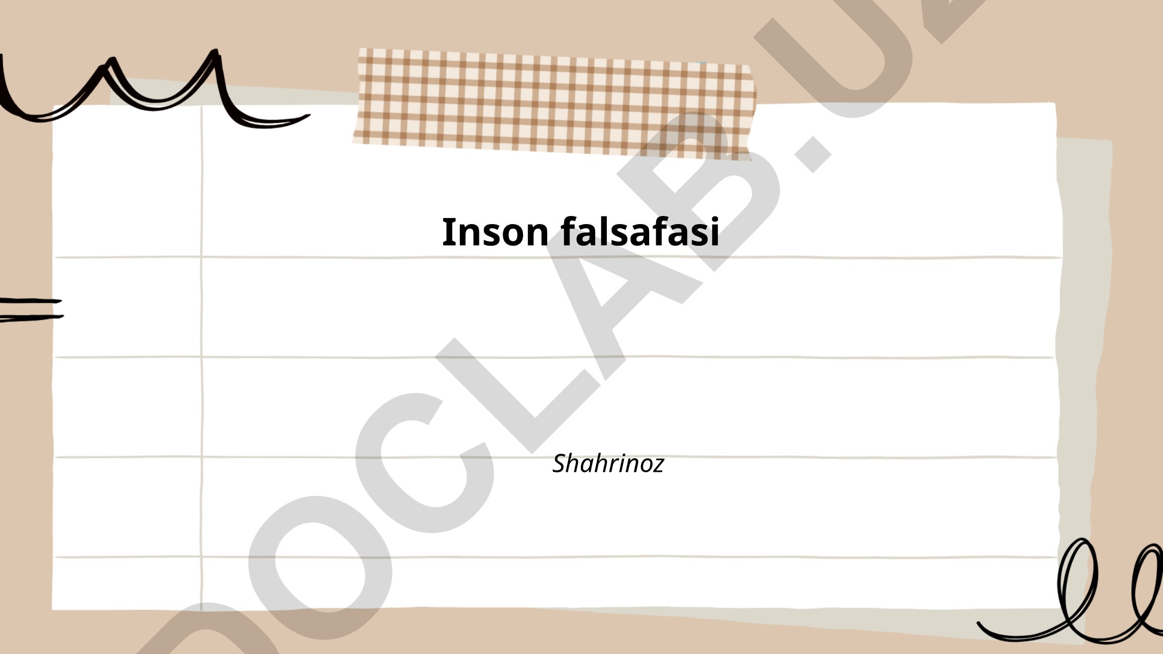 Inson falsafasi: tabiat, shaxs va ong muammolari