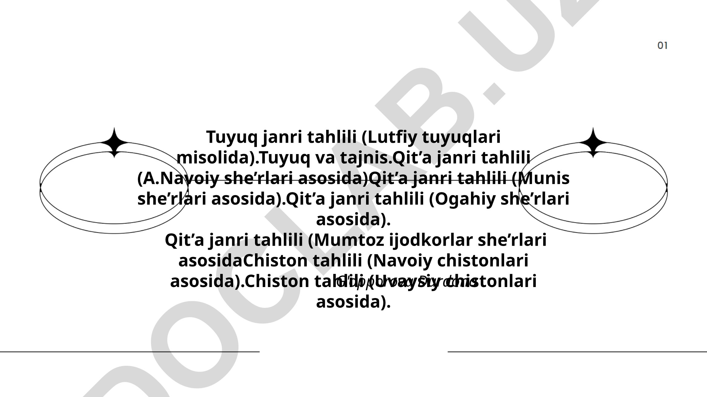 Tuyuq va qit'a janrlari tahlili (Lutfiy, Navoiy, Munis, Ogahiy asosida)