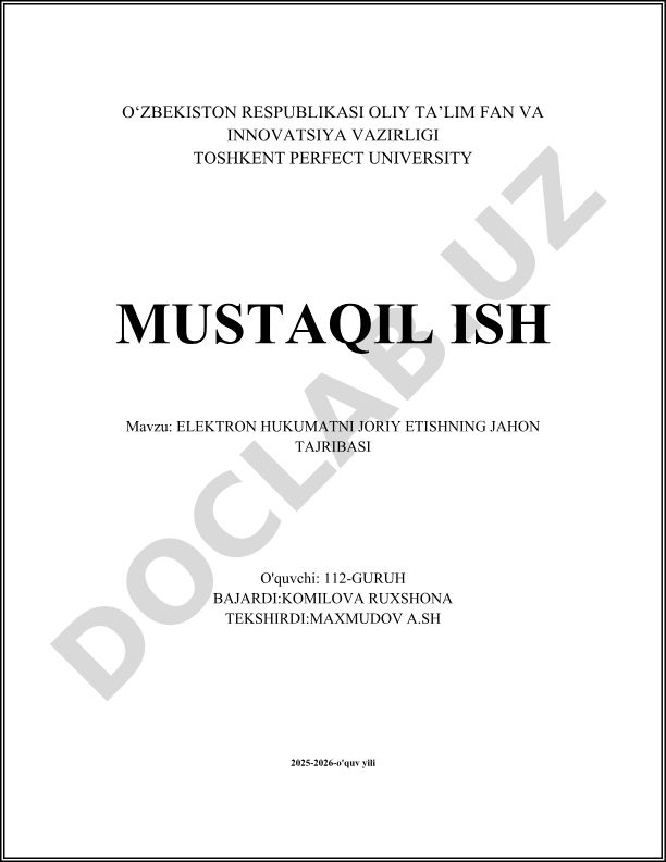 Elektron hukumatni joriy etishning jahon tajribasi