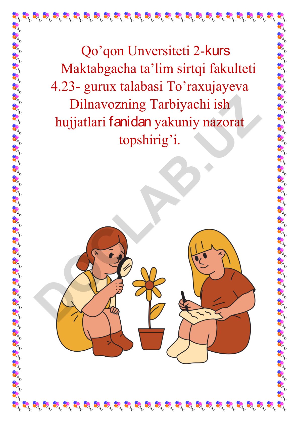 Harflar orqali so‘z boyligini oshirish (mevalar va kundalik buyumlar bilan tanishtirish)