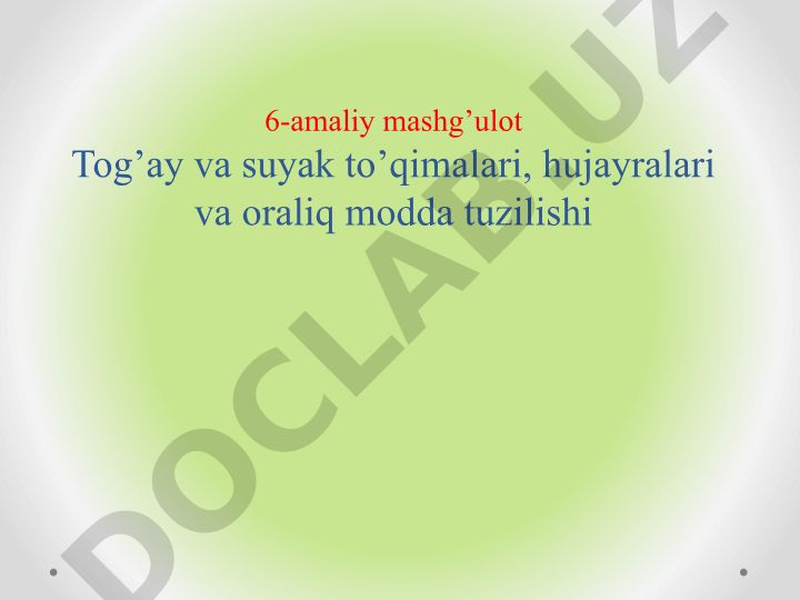 Tog'ay va suyak to'qimalari, hujayralari va oraliq modda tuzilishi