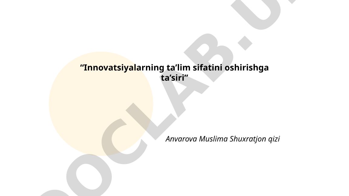 Innovatsiyalarning ta'lim sifatini oshirishga ta'siri