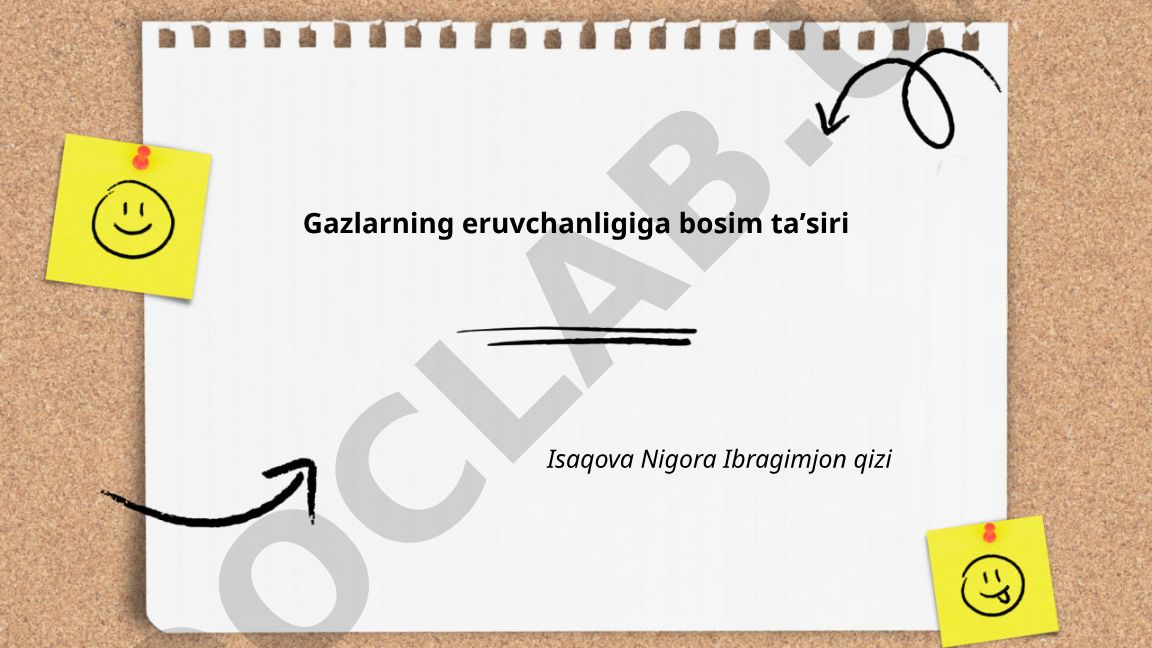 Gazlarning eruvchanligiga bosim ta'siri