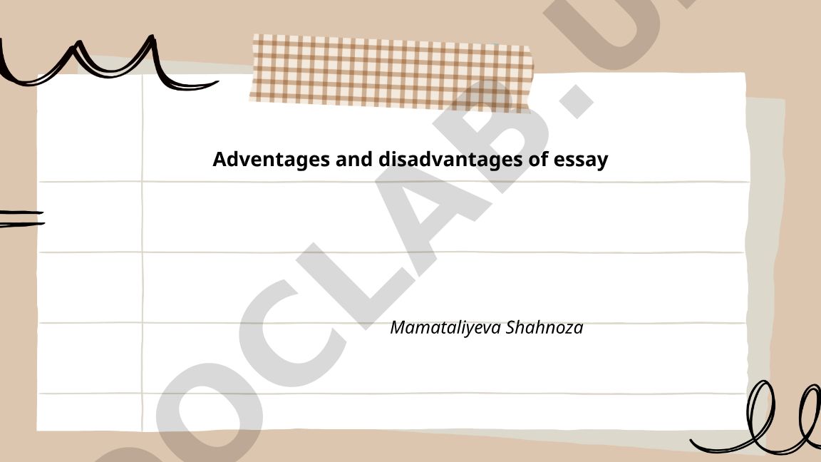 Essayning afzalliklari va kamchiliklari