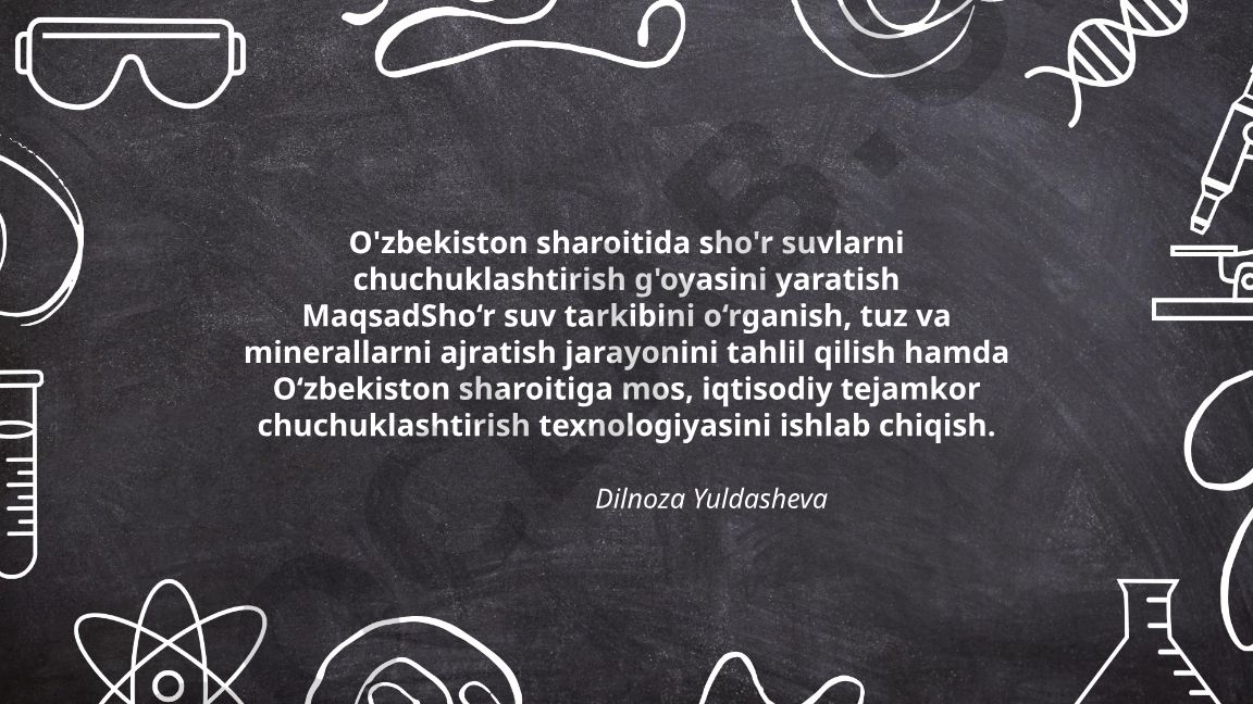 O'zbekiston sharoitida sho'r suvlarni chuchuklashtirish g'oyasini yaratish