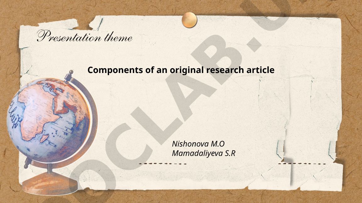 Components of an original research article