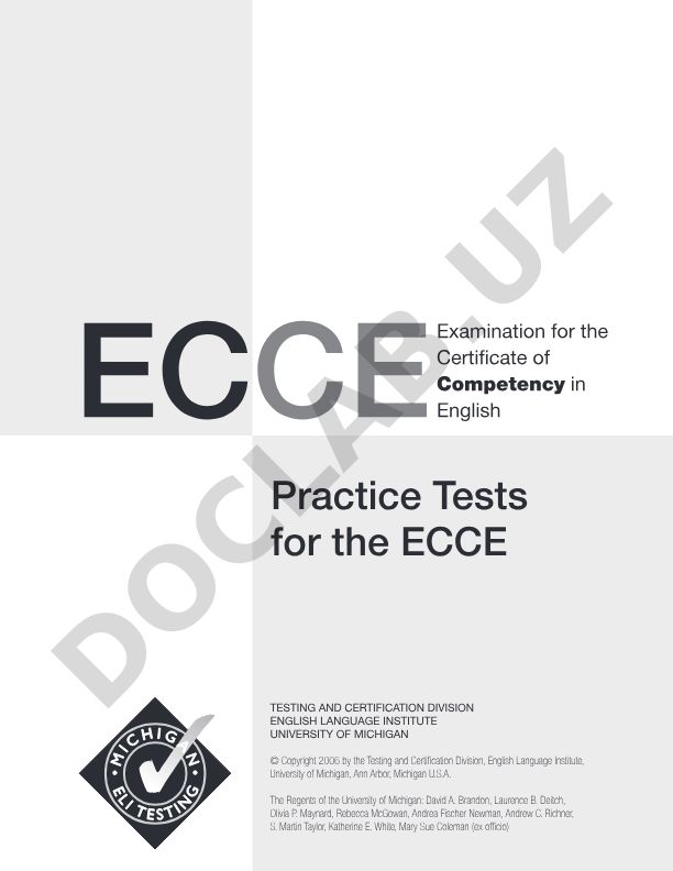 ECCE Examination for the Certificate of Competency in English Practice Tests