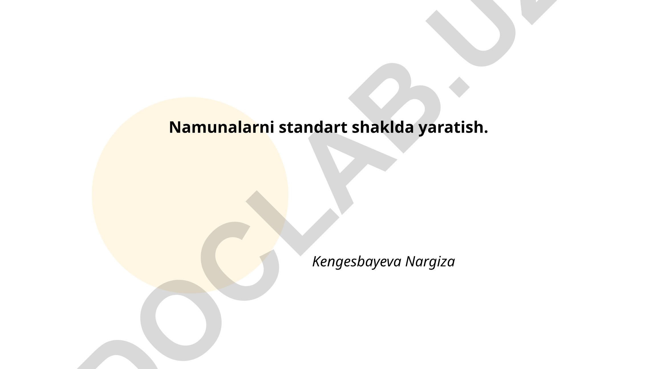 Matn tahlili va statistika uchun standart namunalar yaratish