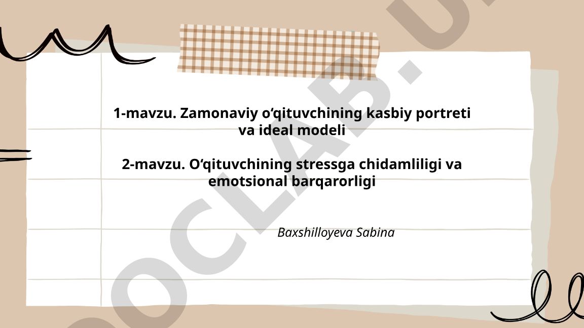 Zamonaviy o‘qituvchining kasbiy portreti va ideal modeli