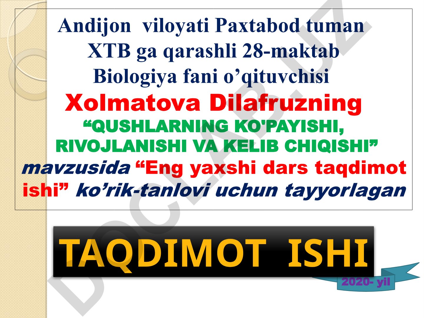 Qushlarning ko'payishi, rivojlanishi va kelib chiqishi
